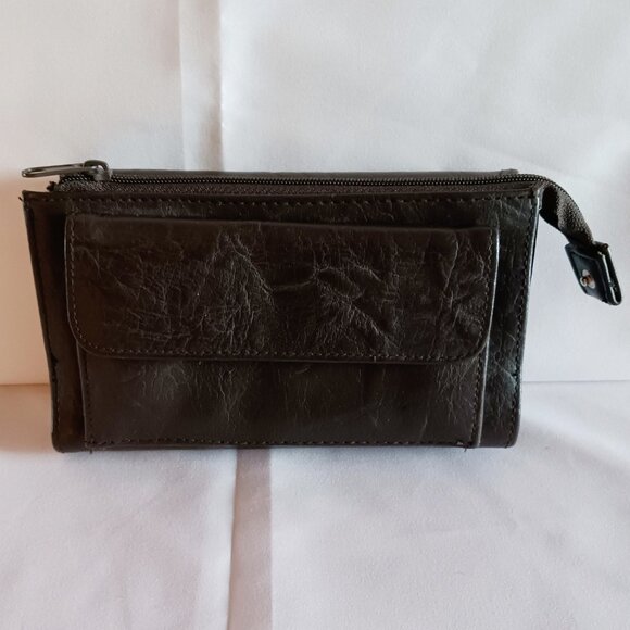 Studio 33 Brown Faux Leather Tri-Fold Checkbook Wallet - Picture 2 of 10